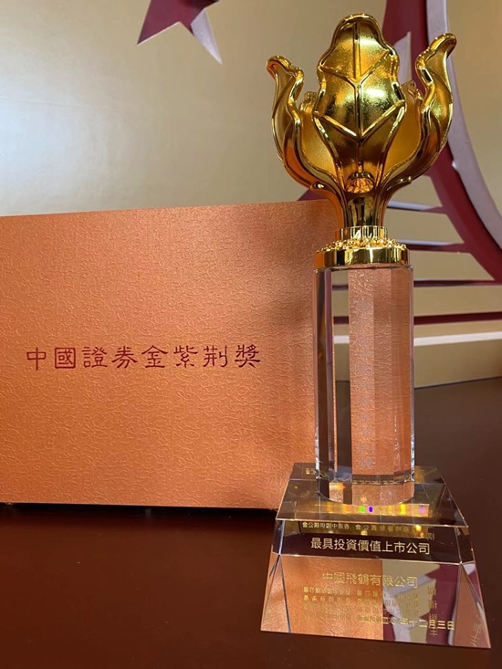 中国贺飞获“最具投资价值上市公司”奖
