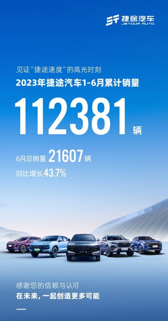 捷途汽车上半年累销破10万辆 同比增长84.1%